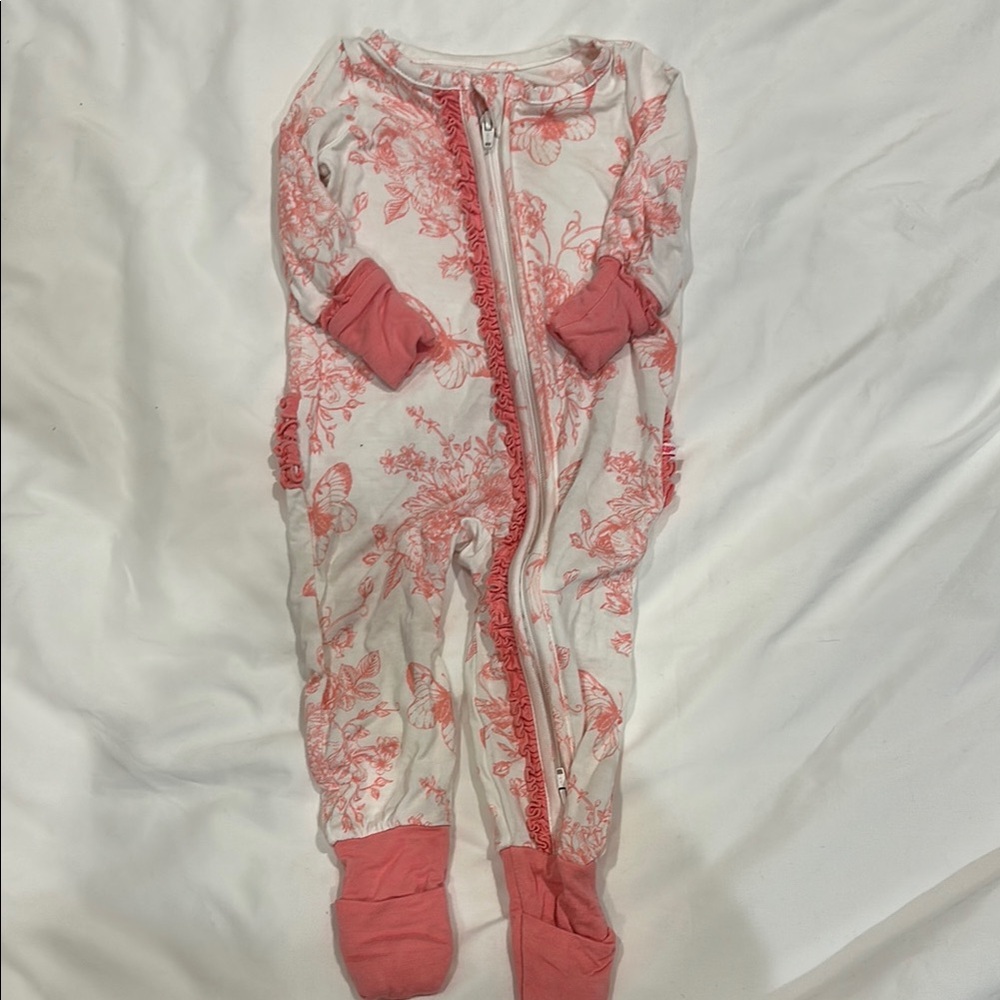 RuffleButts Floral Pink Baby One Piece